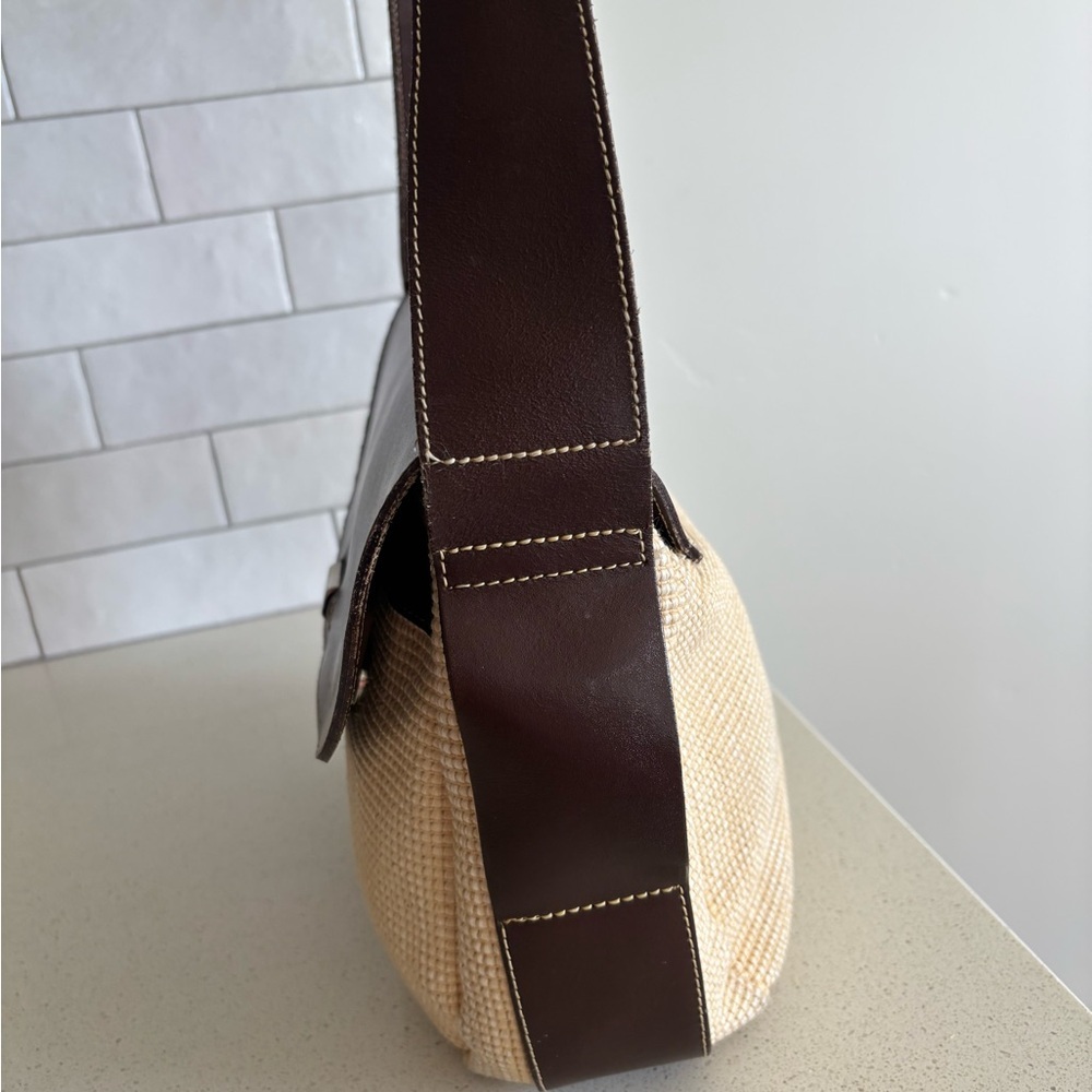 Vintage Francesco Biasia Women’s Shoulder Bag Brown Leather Cream EUC - Picture 3 of 12